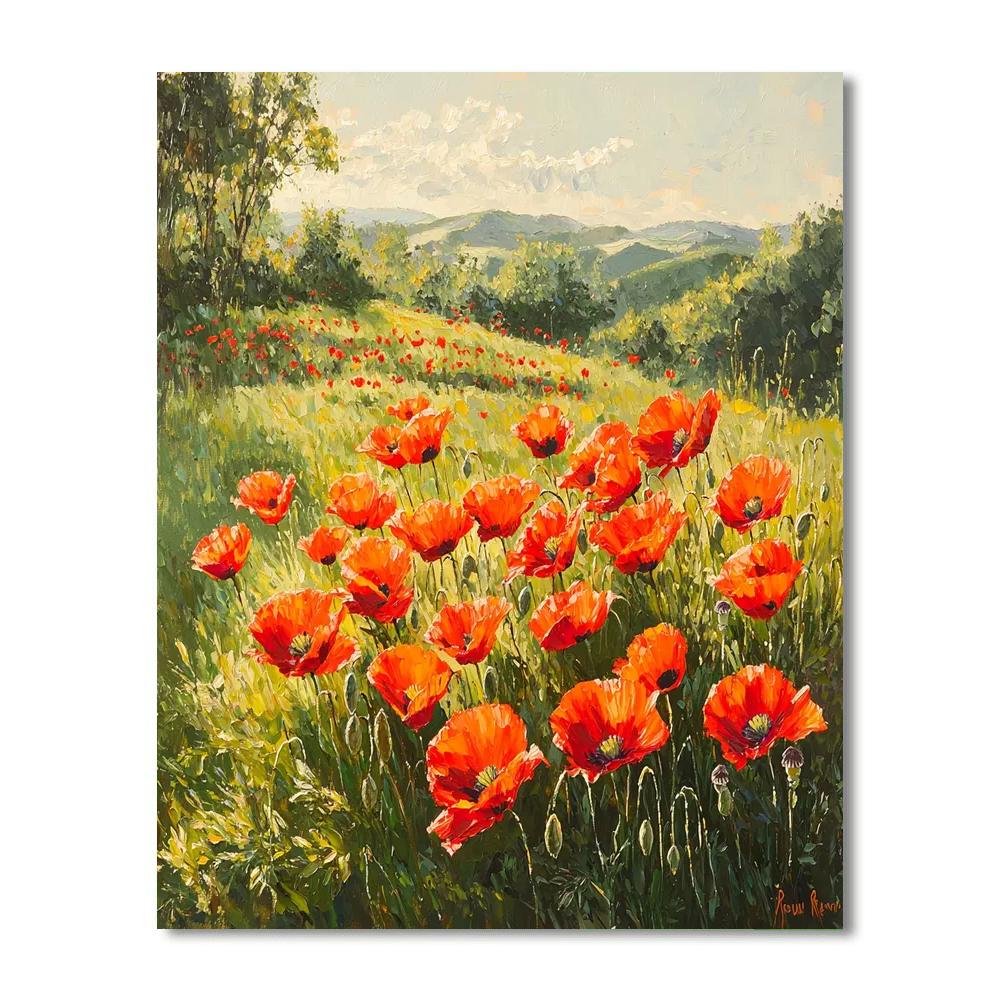 Pierre-Auguste Renoir Inspired Poppies In A Serene Meadow  Paint By Numbers Kits