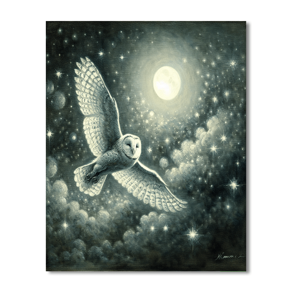 Midnight Owl's Flight Painting Number Kit