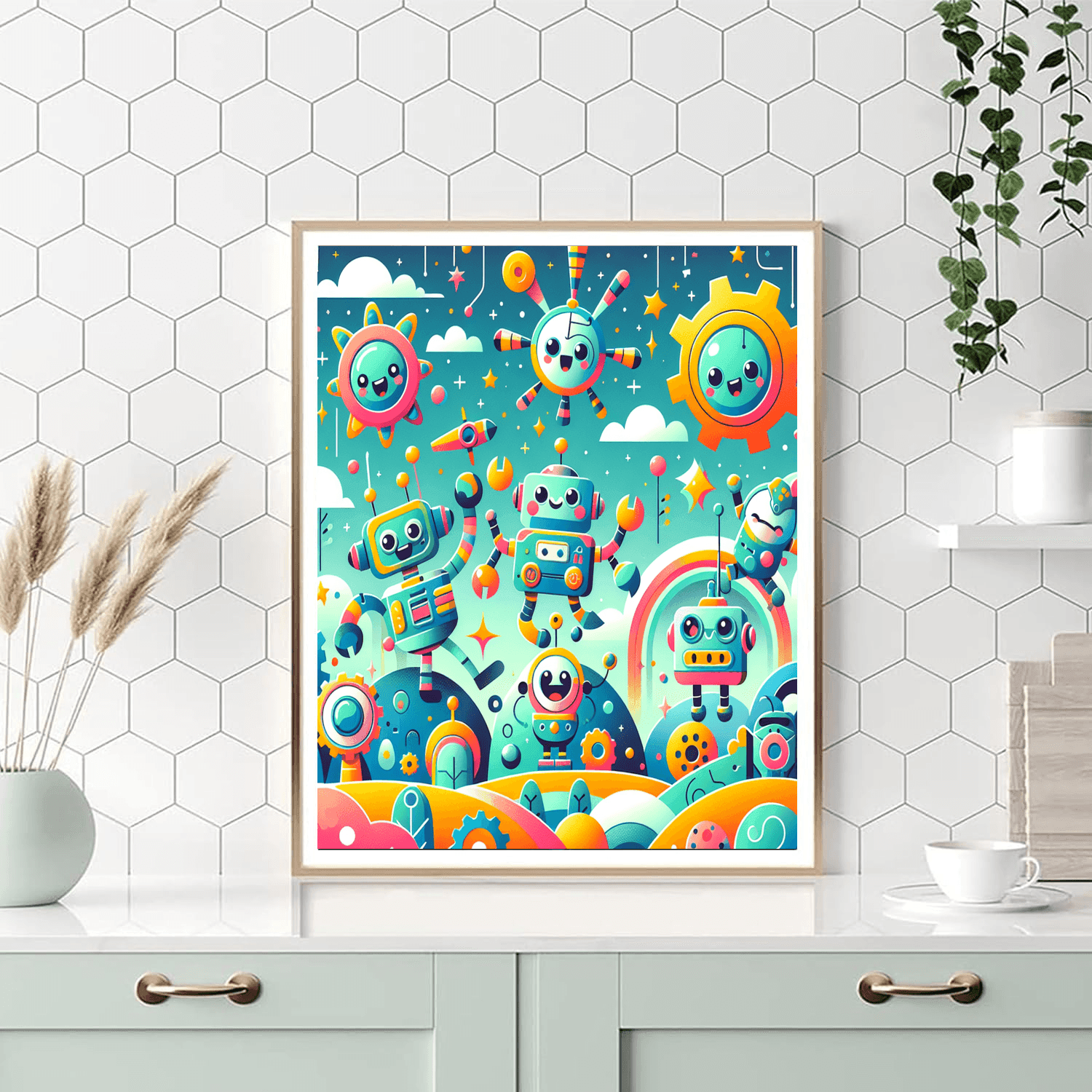 Exciting Robot Adventure Number Painting