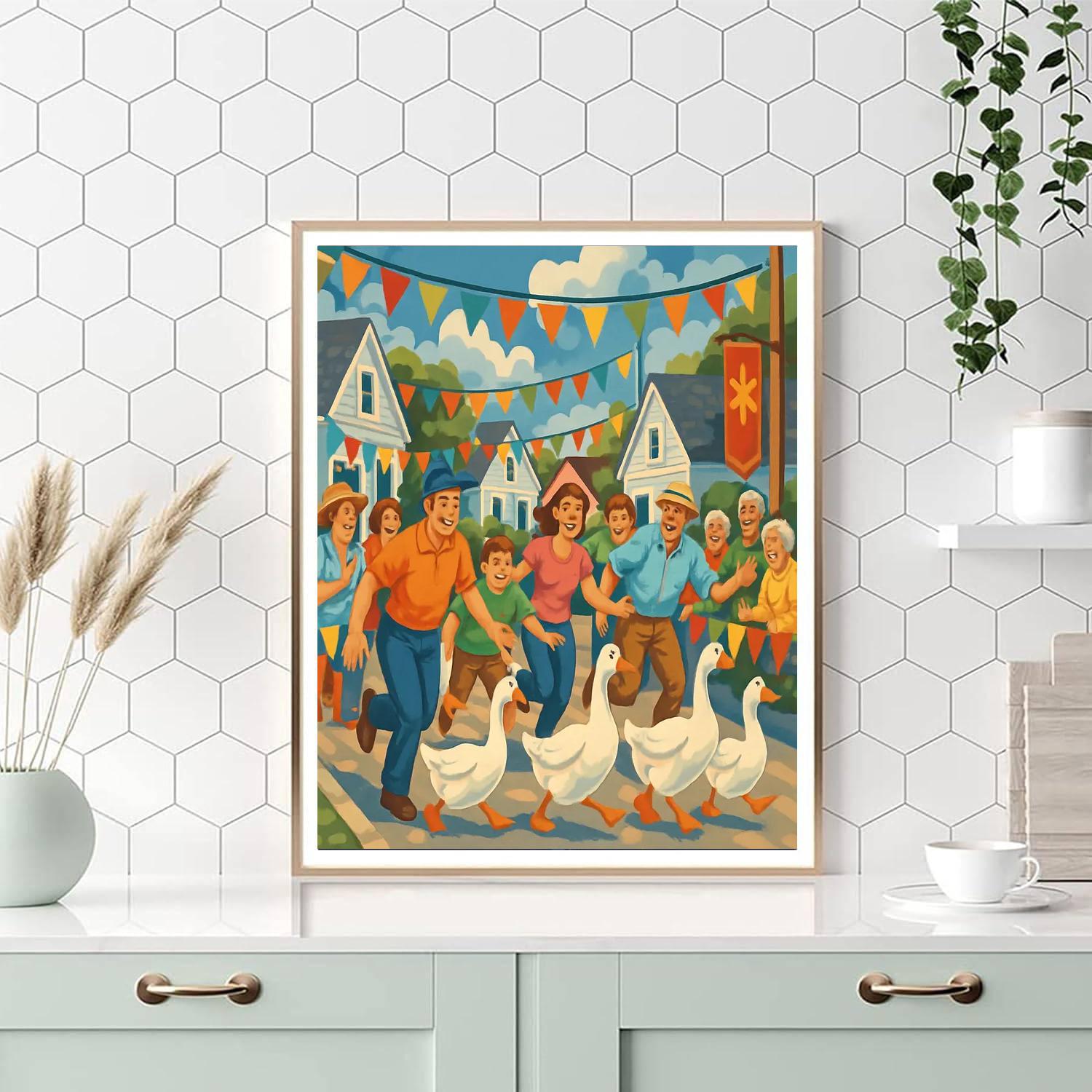 Running Of The Geese DIY Paint By Numbers