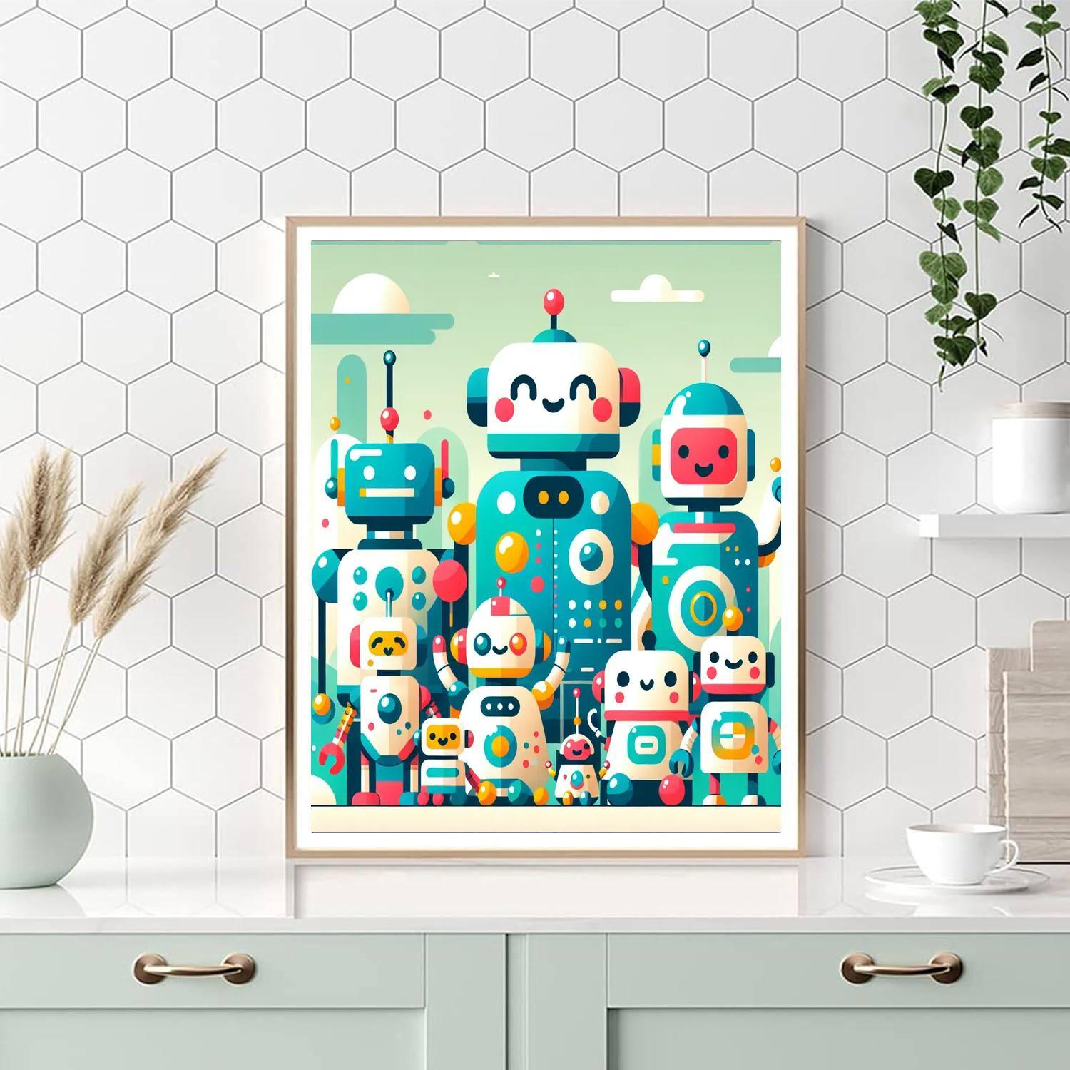 Silly Robot Playground Paint By Numbers Art