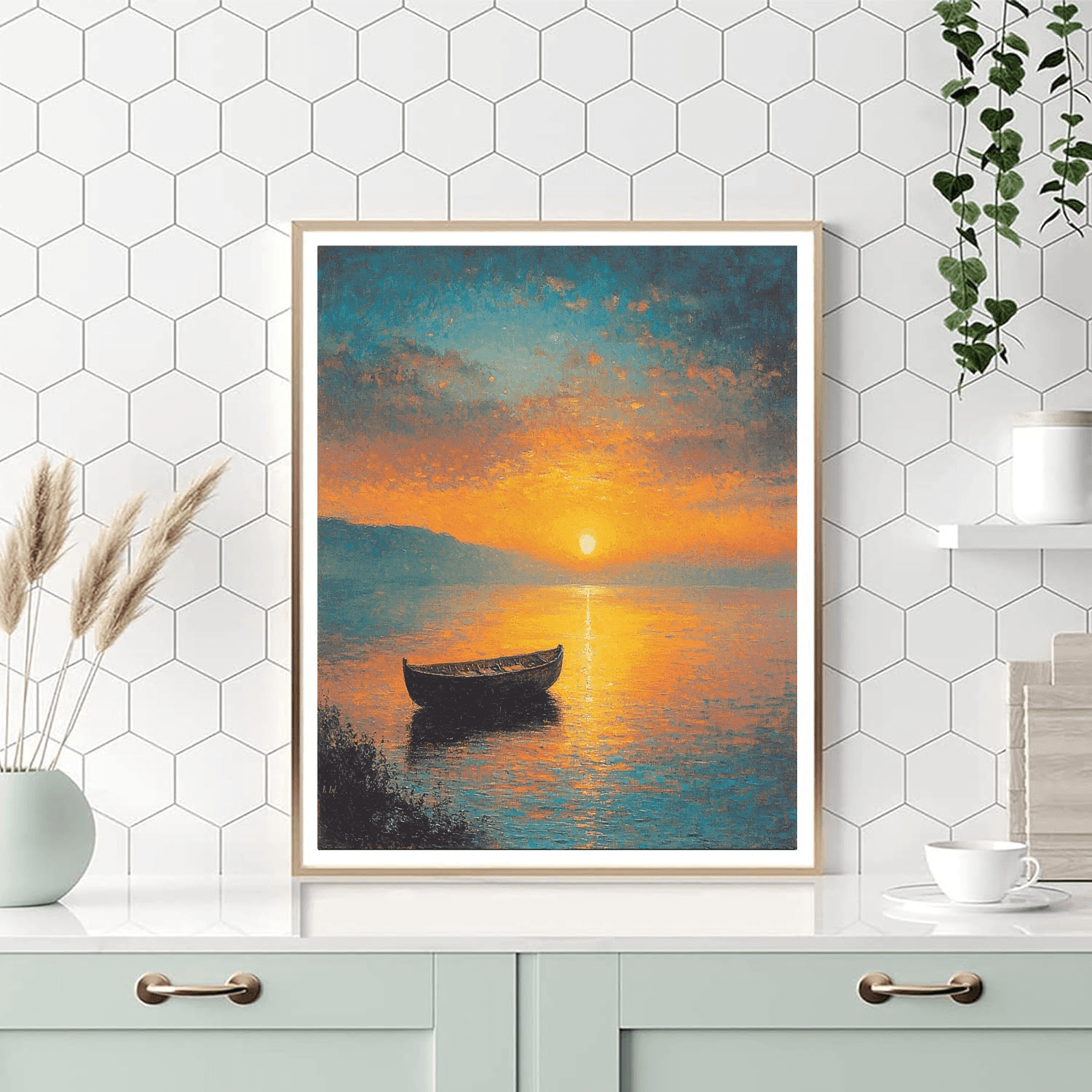 J.M.W. Turner Inspired Serene Evening Glow  Paint By Numbers Art