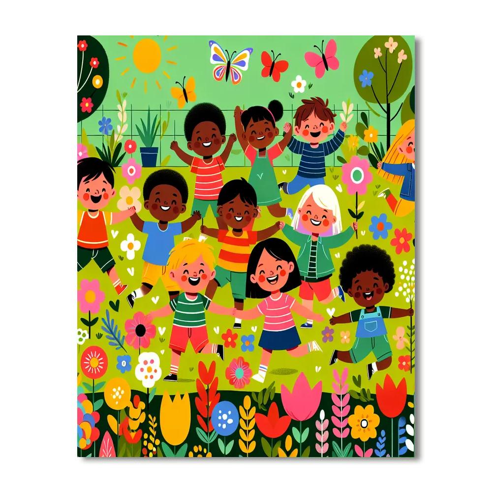 Sunny Garden Playdate Paint By Numbers Art
