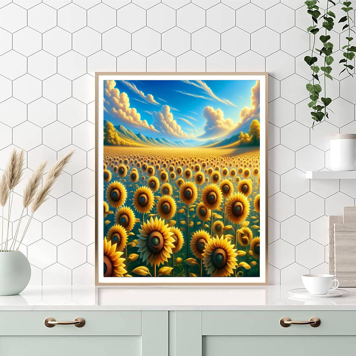Sunflower Fields In The Breeze Painting By Numbers Kit