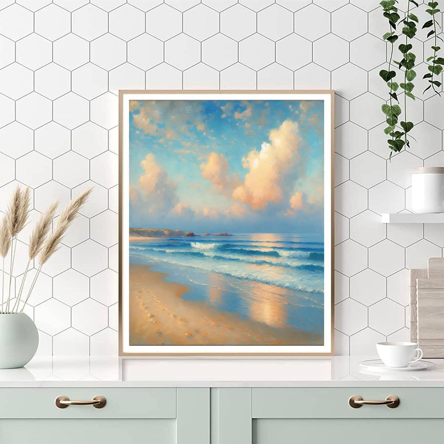 Serenity Coastline Scene Painting Number Kit