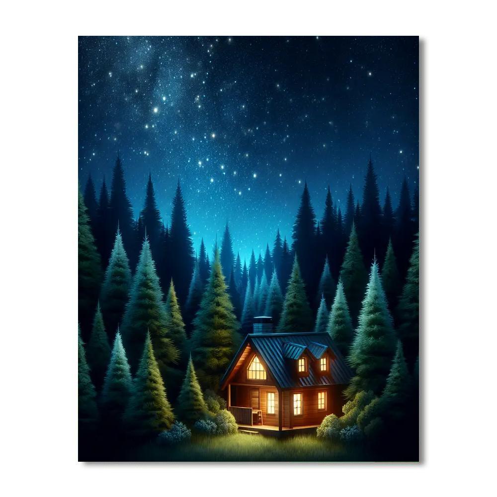 Starlit Cabin Retreat Paint By Numbers