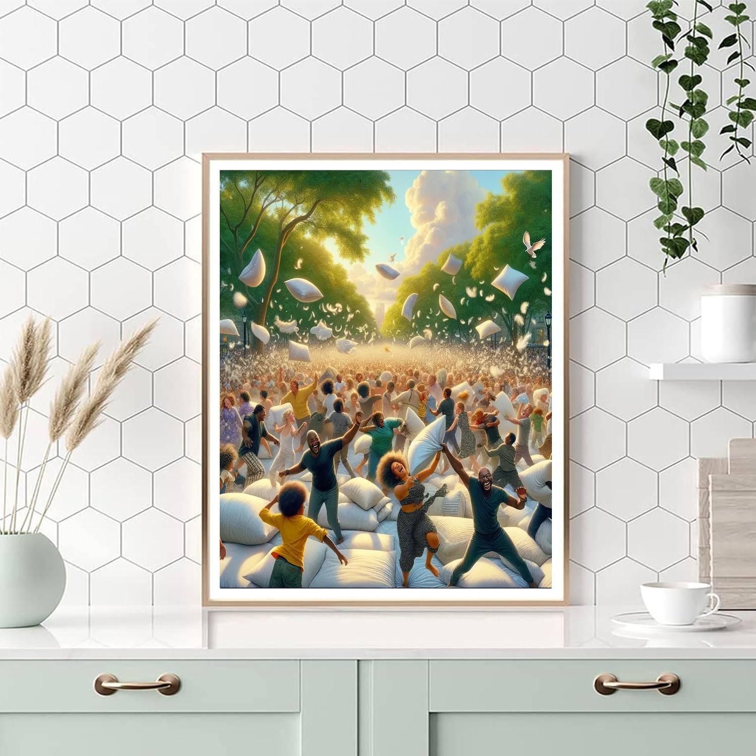 Pillow Fight Day Paint By Numbers Art