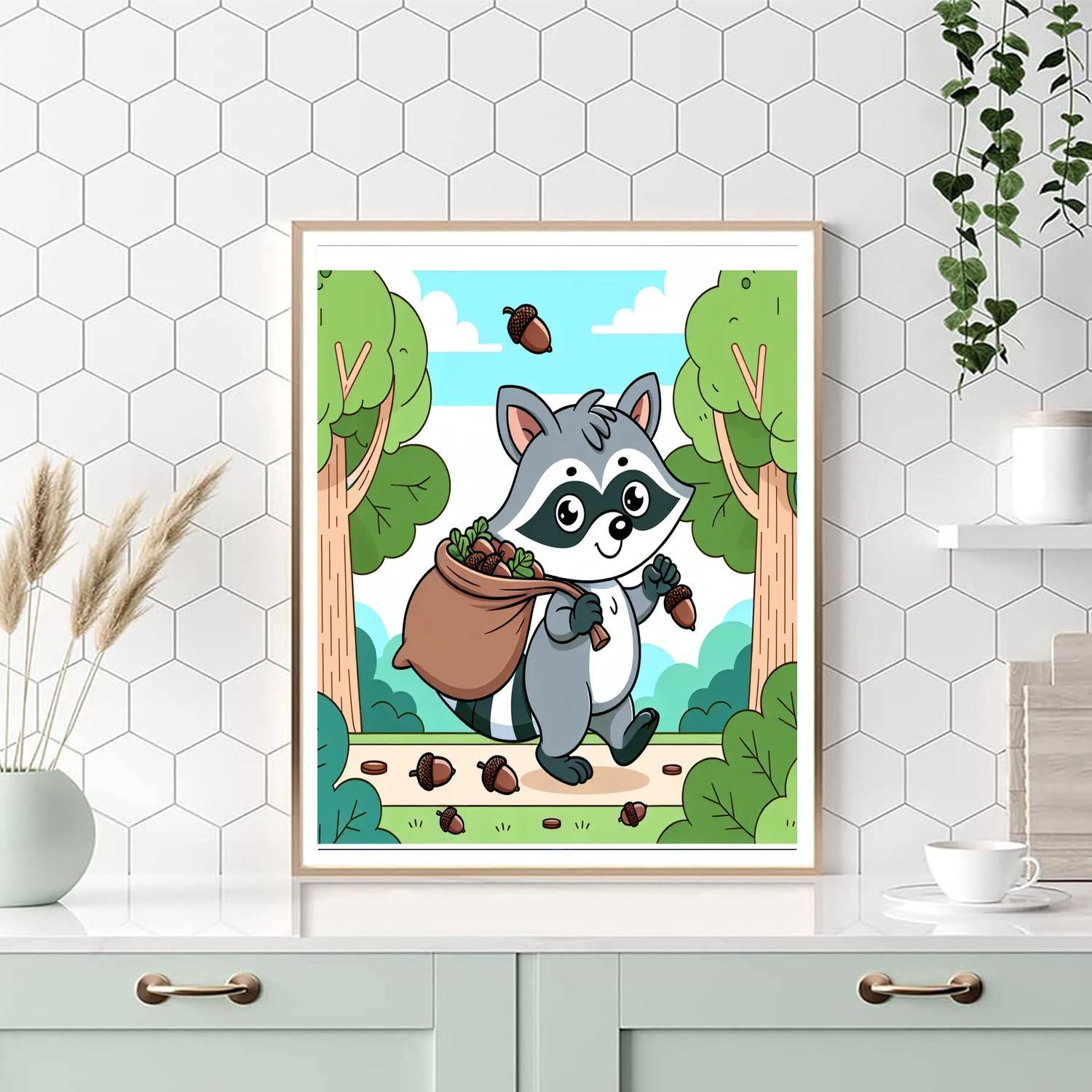Clever Raccoon Heist Painting Number Kit
