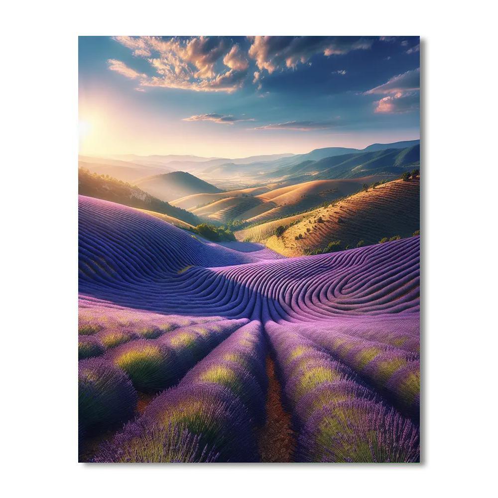 Sunlit Provence Lavender Fields Numbered Painting Kits