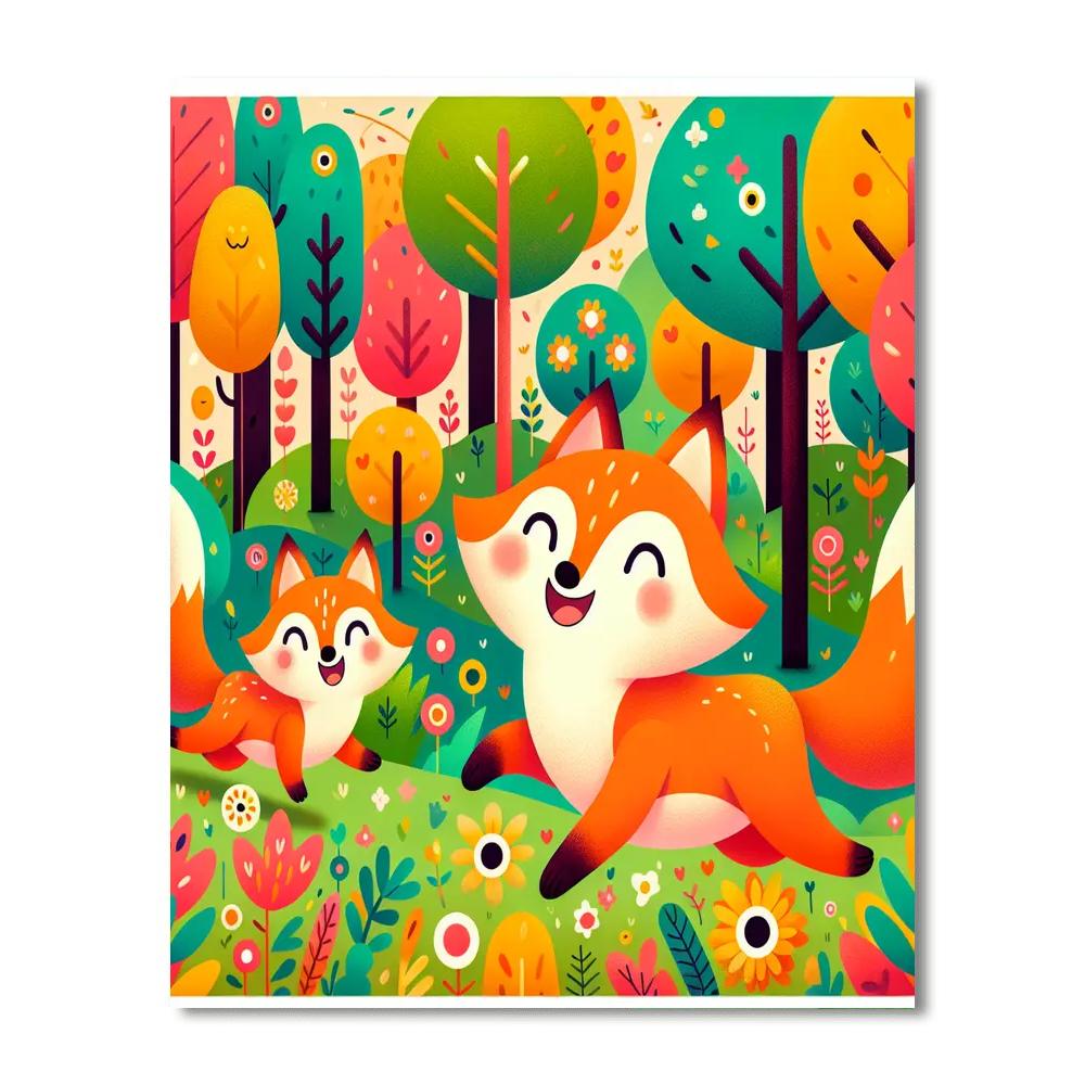 Curious Foxes Paint By Numbers Art