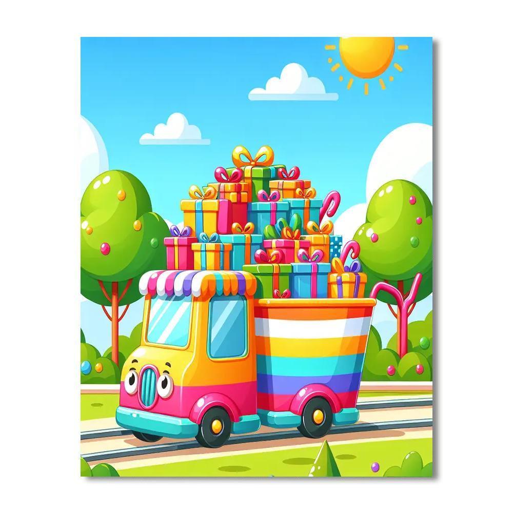 Colorful Trolley Paint By Numbers Art