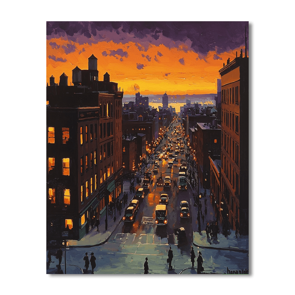 Edward Hopper Inspired Dusk In The City  Paint By Numbers