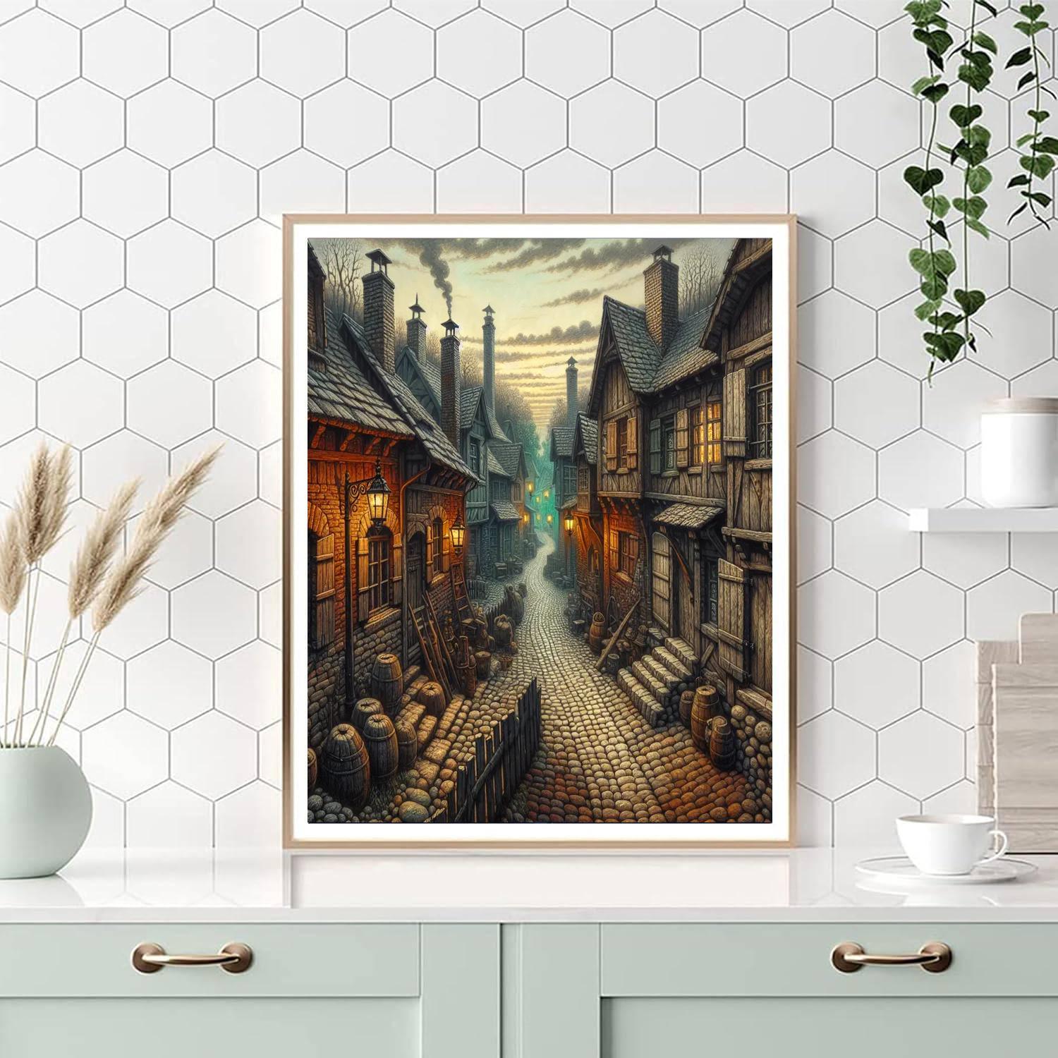 Enchanted Medieval Town Paint By Numbers Art