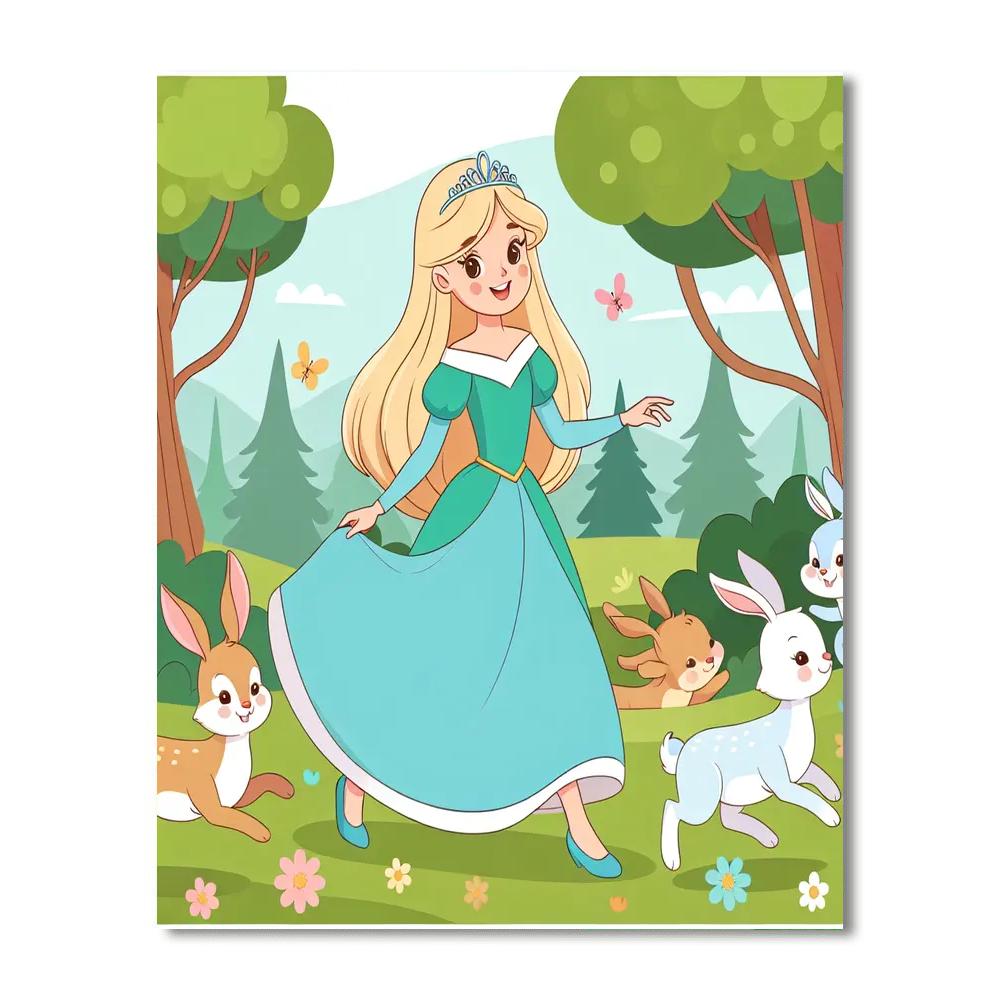 Princess And Her Forest Companions DIY Paint By Numbers