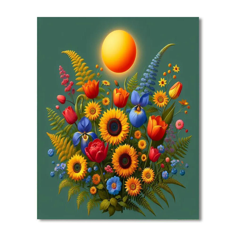 Bright Floral Delight Number Painting