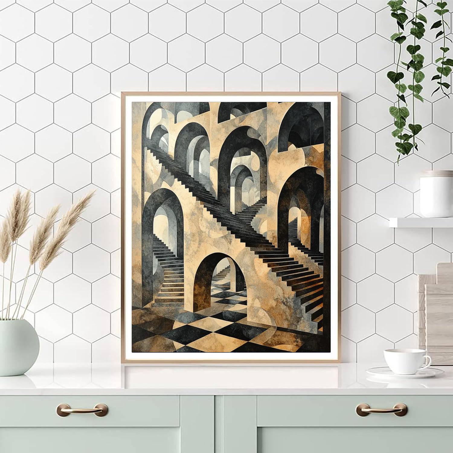 M.C. Escher Inspired The Paradox Of Space  Paint By Numbers