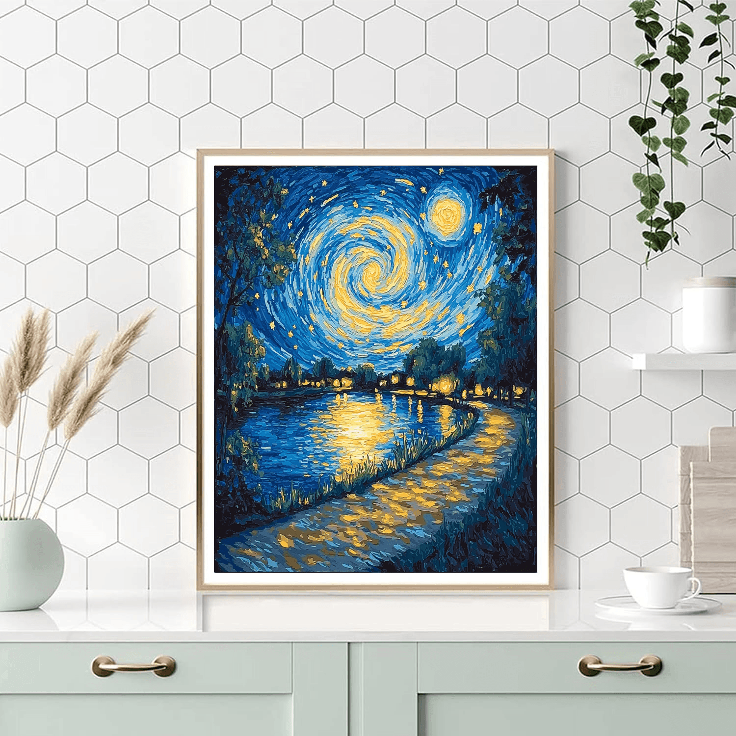 Vincent Van Gogh Inspired Van Gogh's Starry Riverbank  Painting By Numbers Kit