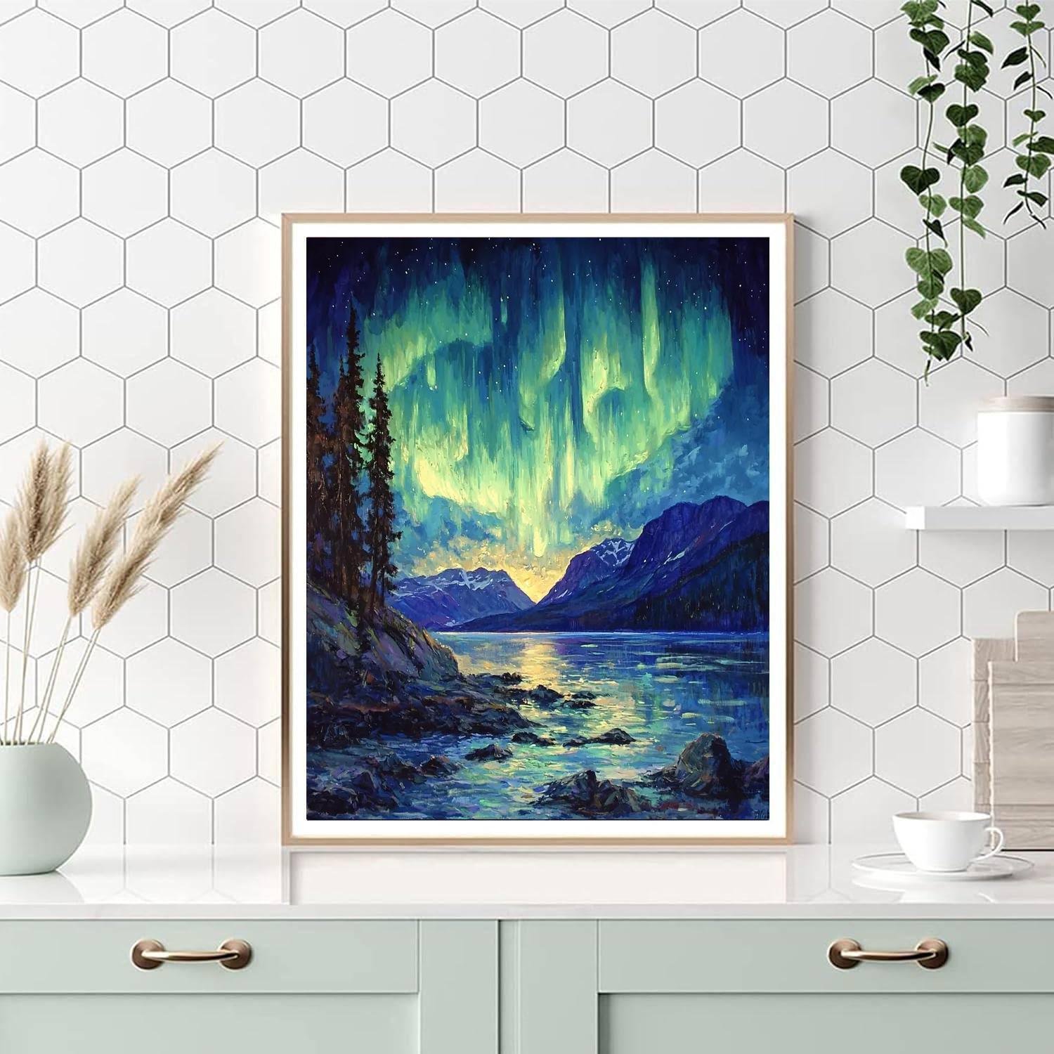 Frederic Edwin Church Inspired Celestial Northern Lights  Paint By Numbers Kits