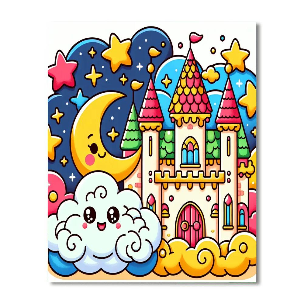 Whimsical Castle On A Cloud Numbered Painting Kits