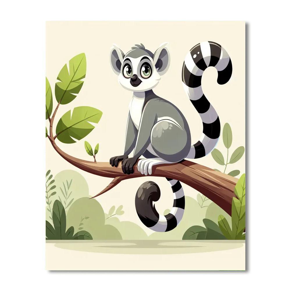 Radiant Ring-tailed Lemur Paint By Numbers Art