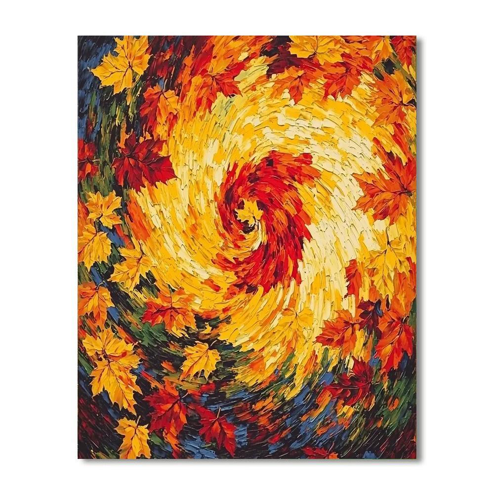 Vincent Van Gogh Inspired Whirling Autumn Leaves  Paint By Color