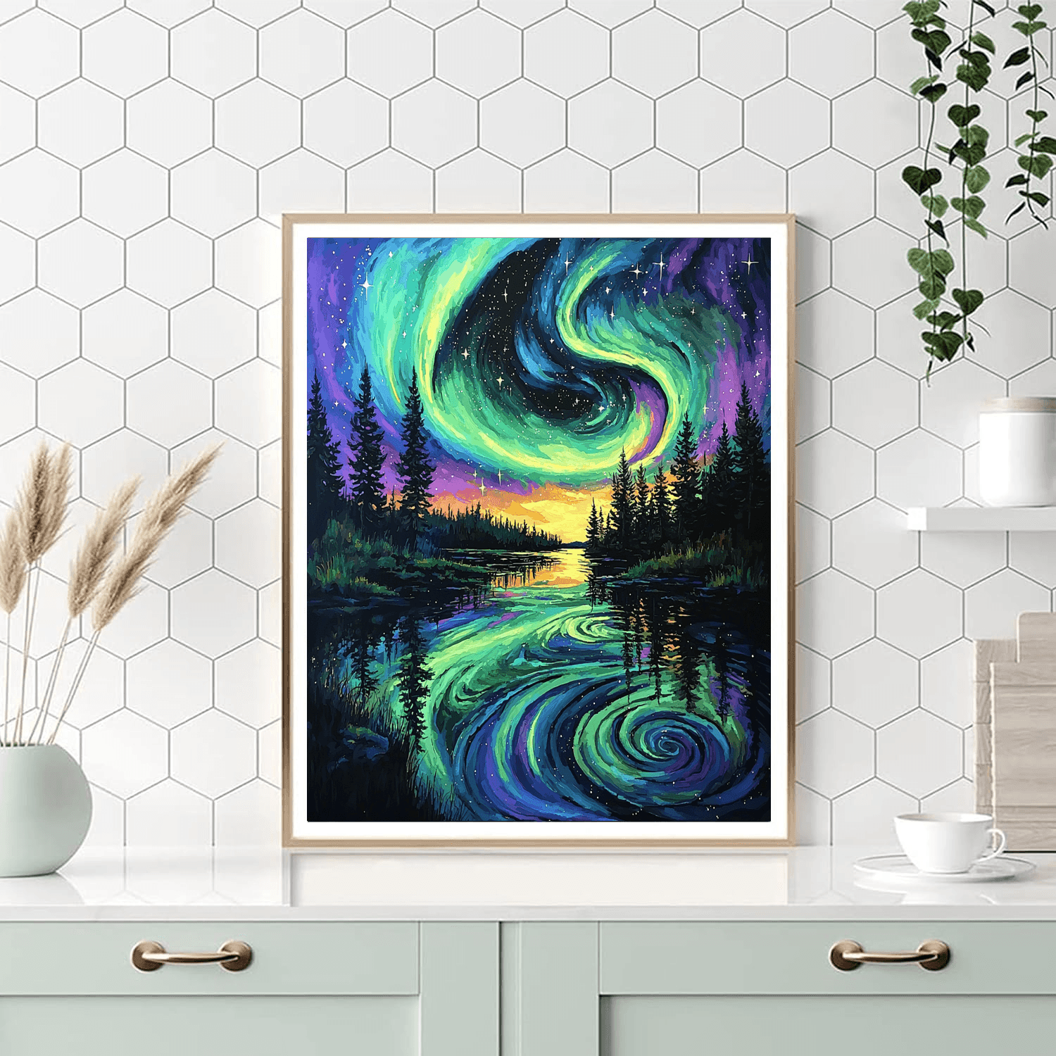 Franz Marc Inspired Dancing Northern Lights  Paint By Color
