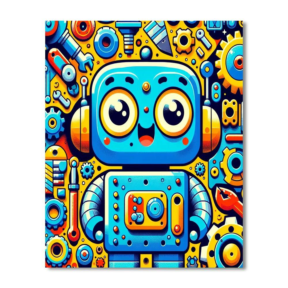 Cheerful Little Robot DIY Paint By Numbers