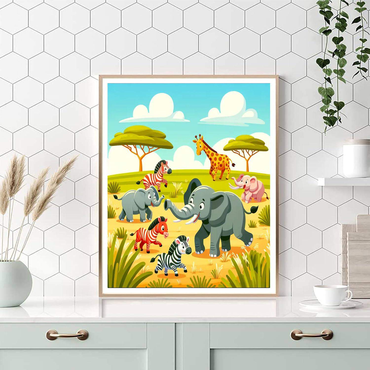 Energetic Safari Scene Paint By Numbers Kits