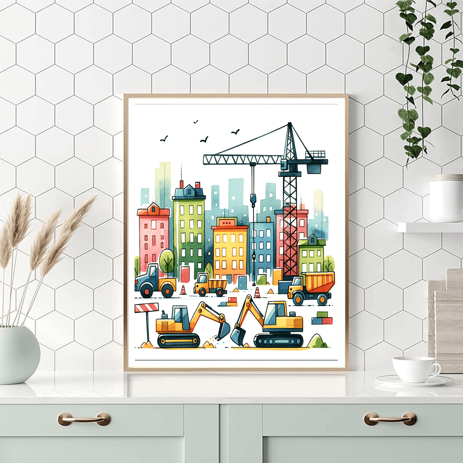 Busy Construction Site Paint By Color