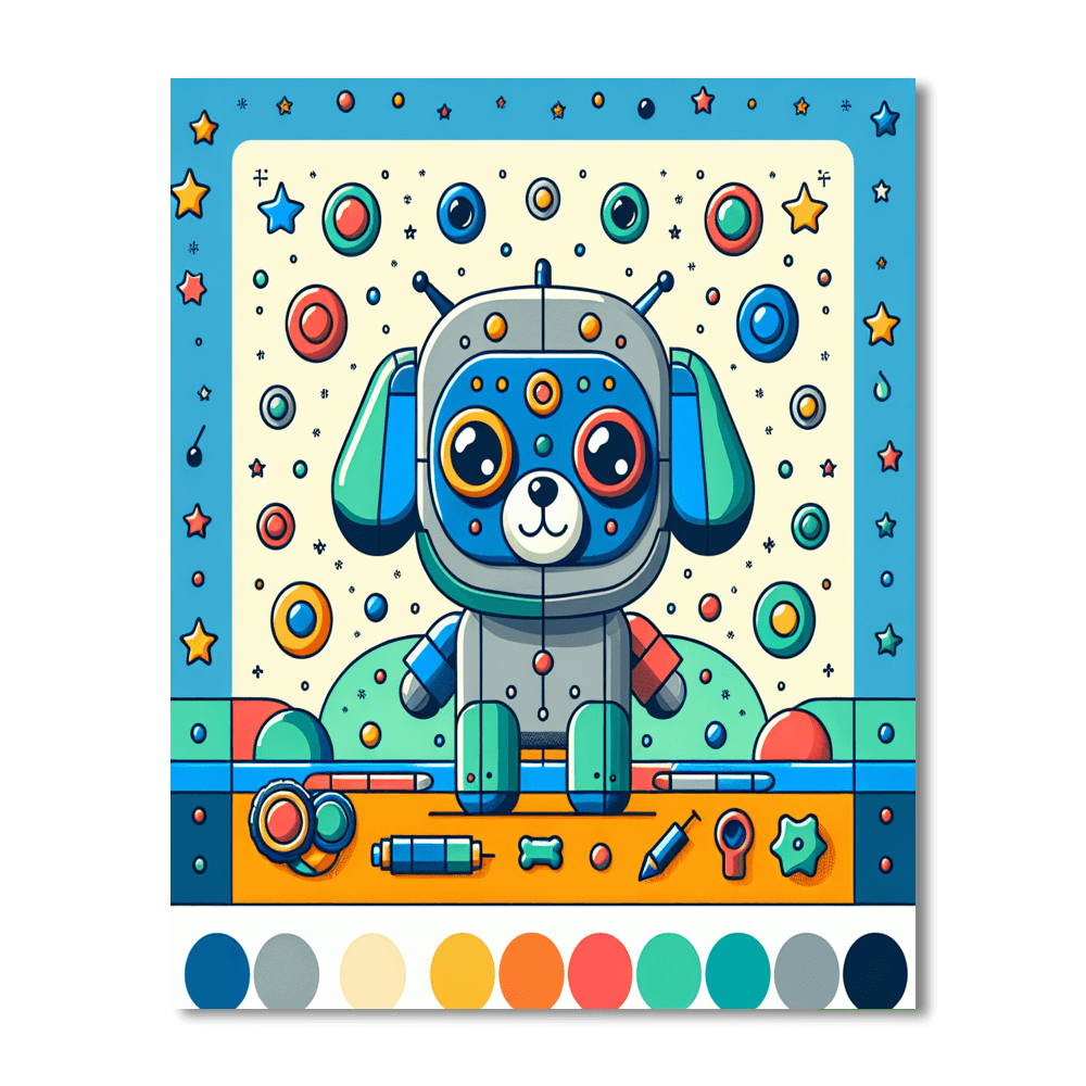 Happy Robot Dog Paint By Numbers Art