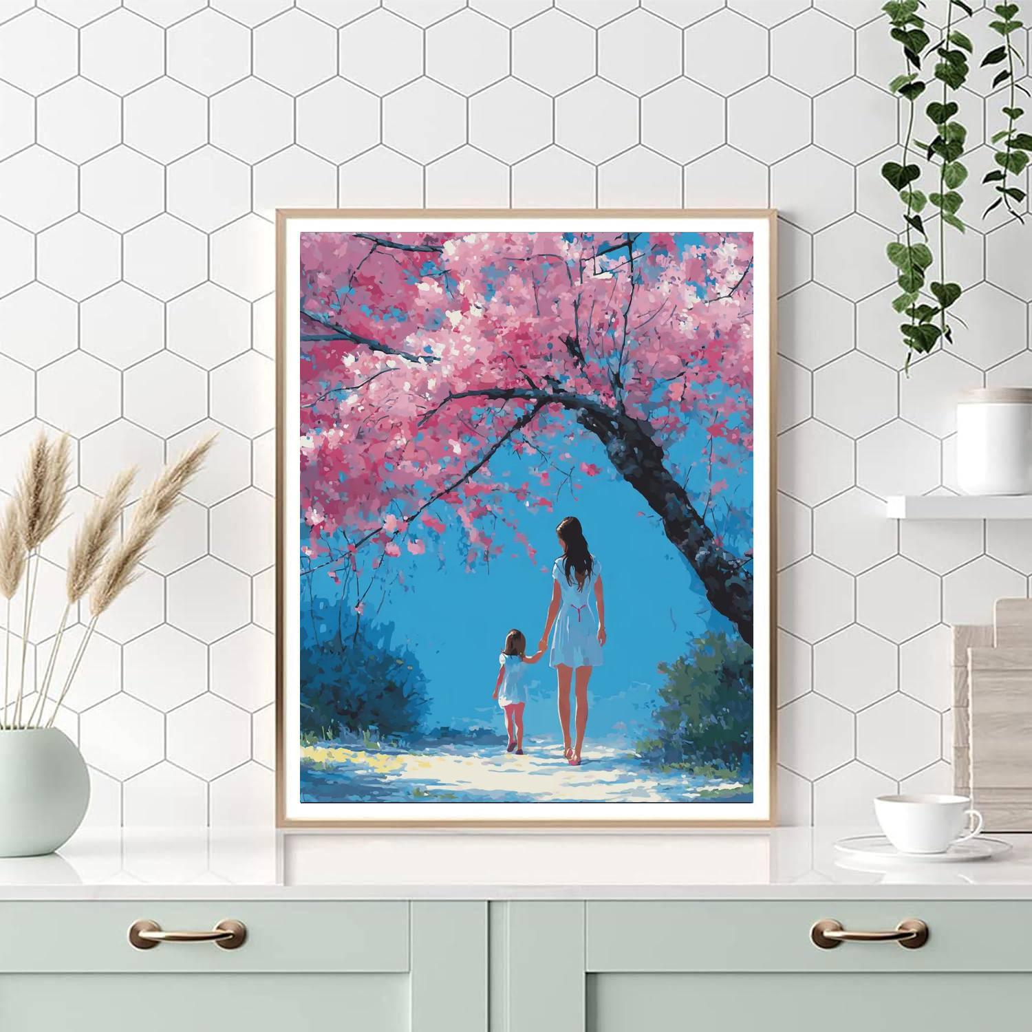 Motherly Care Under The Cherry Blossoms DIY Paint By Numbers
