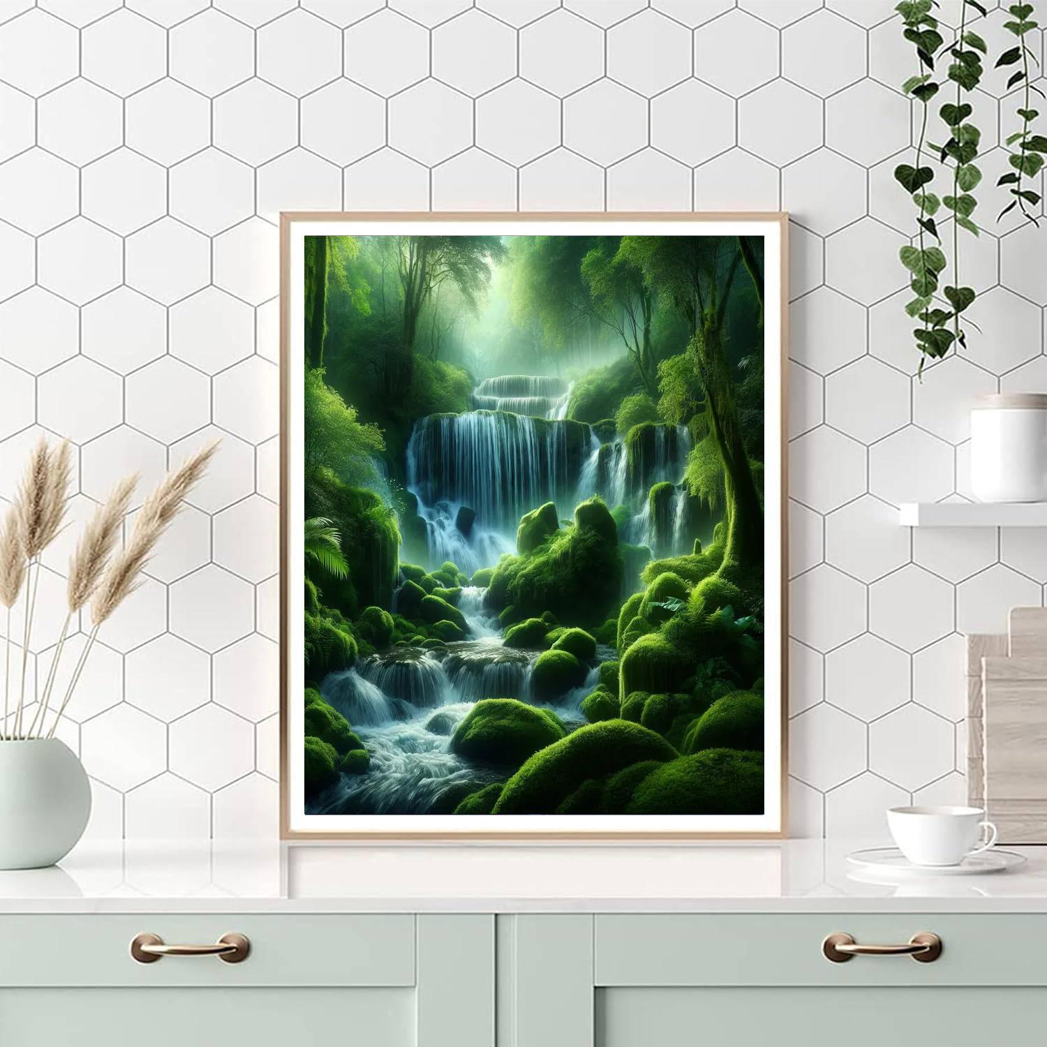 Serene Zen Waterfall Paint By Numbers Kits