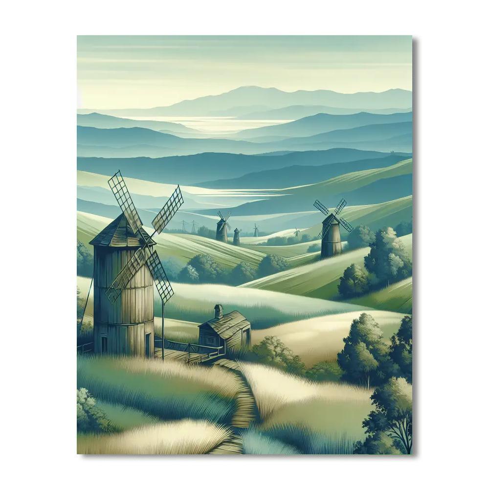 Whispering Windmill Fields DIY Paint By Numbers