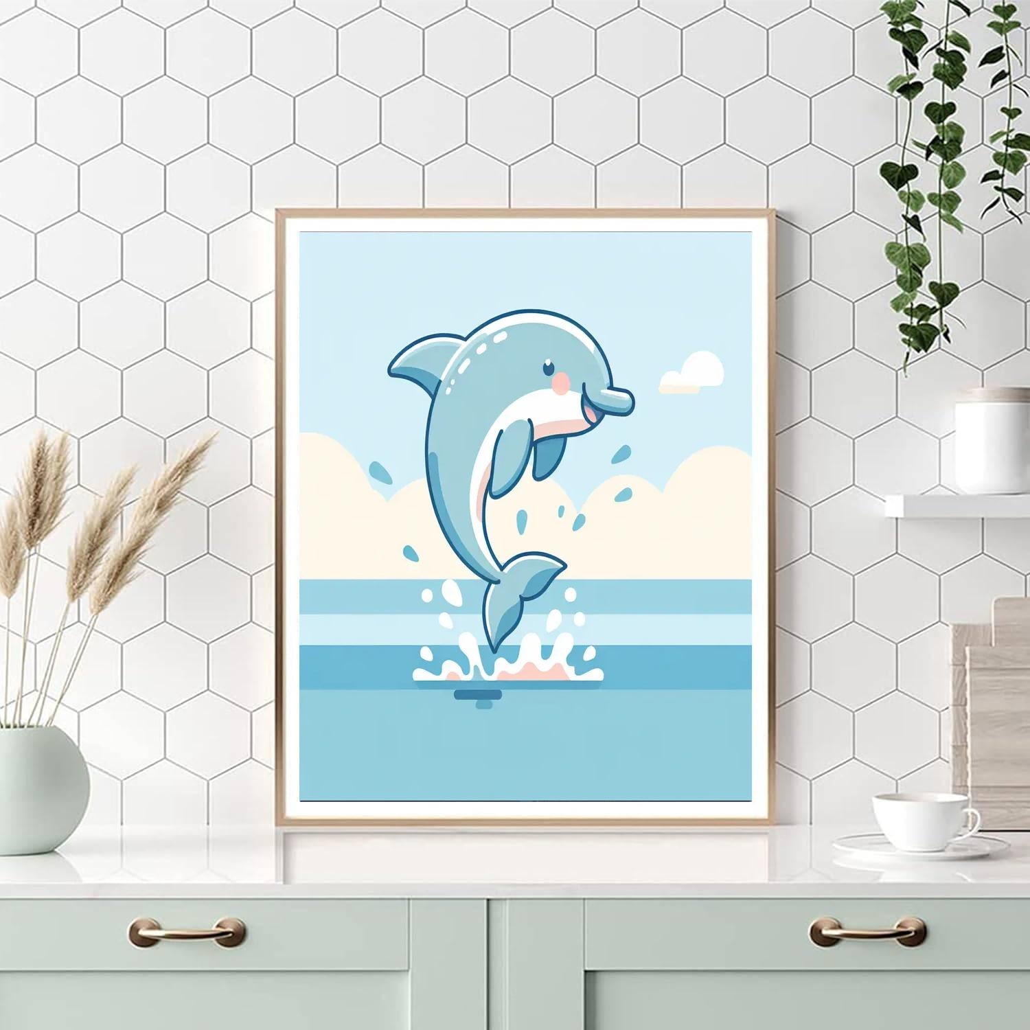 Curious Dolphin Splash Paint By Numbers Art