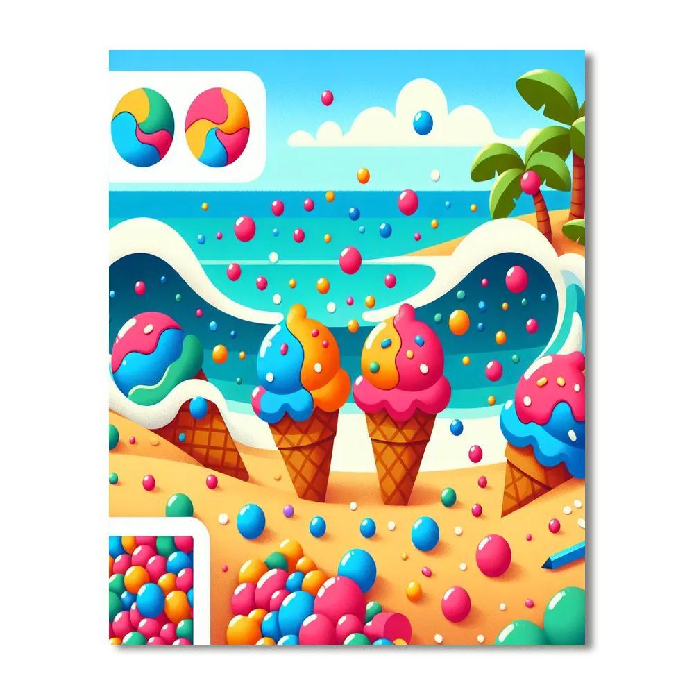 Ice Cream Island Getaway Painting Number Kit