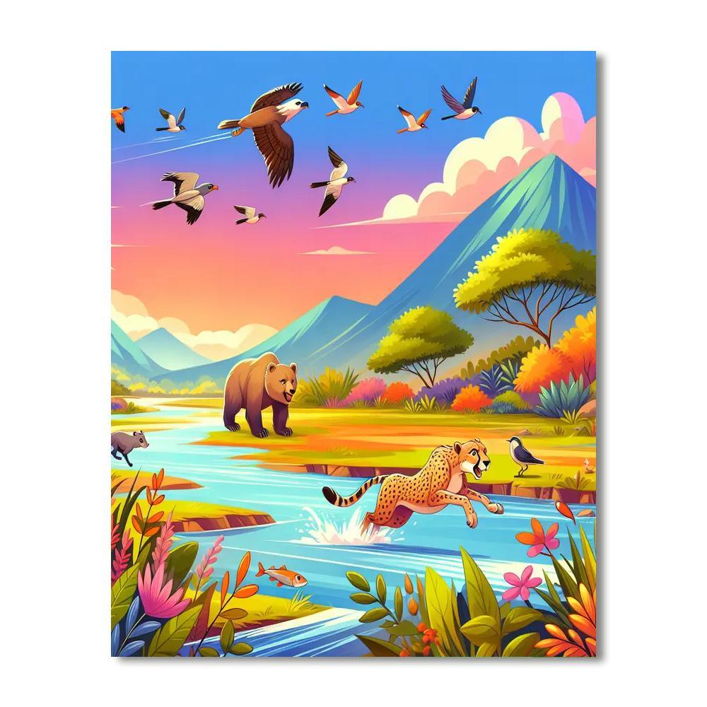 Epic Animal Adventure Paint By Numbers Art