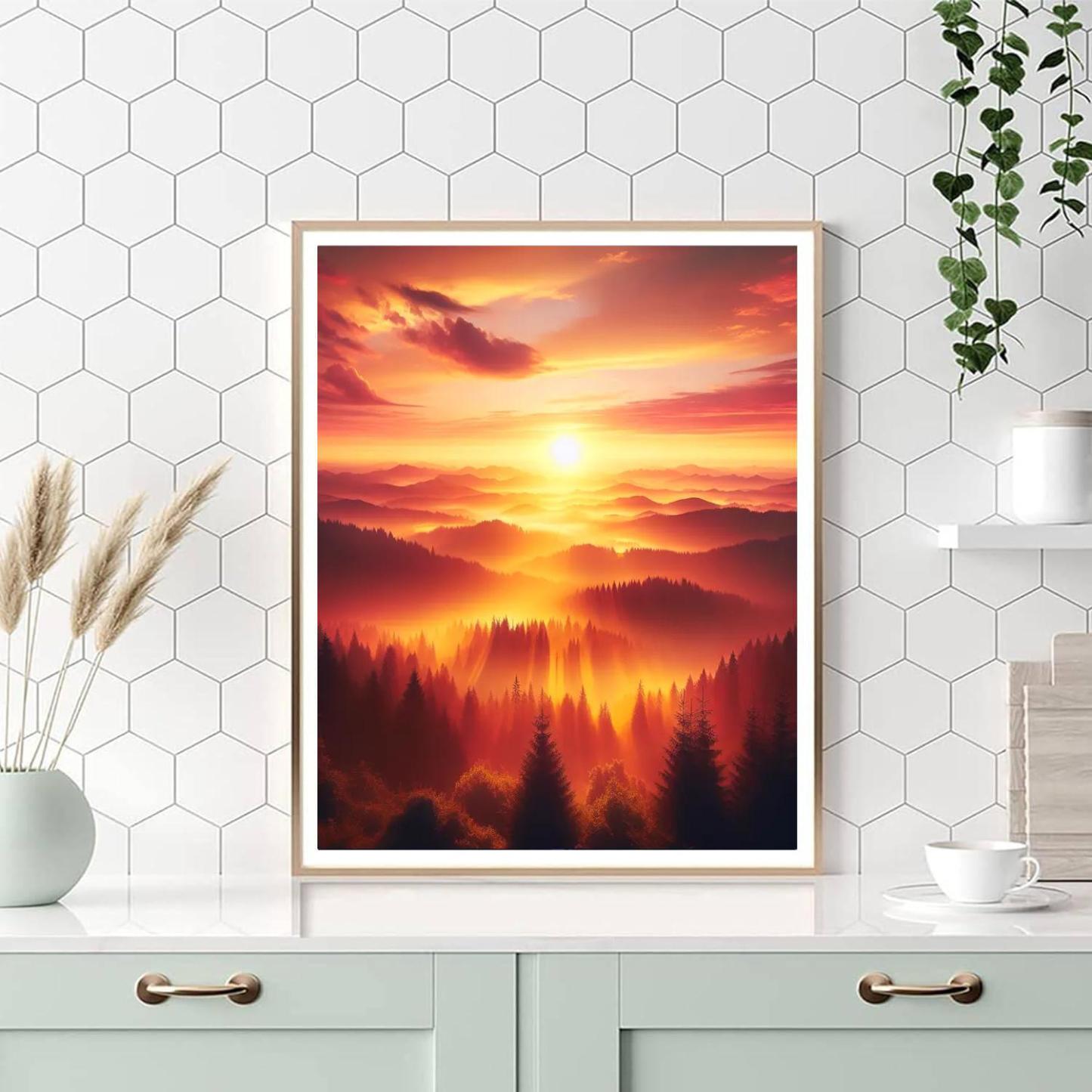 Golden Sunrise Splendor Number Painting