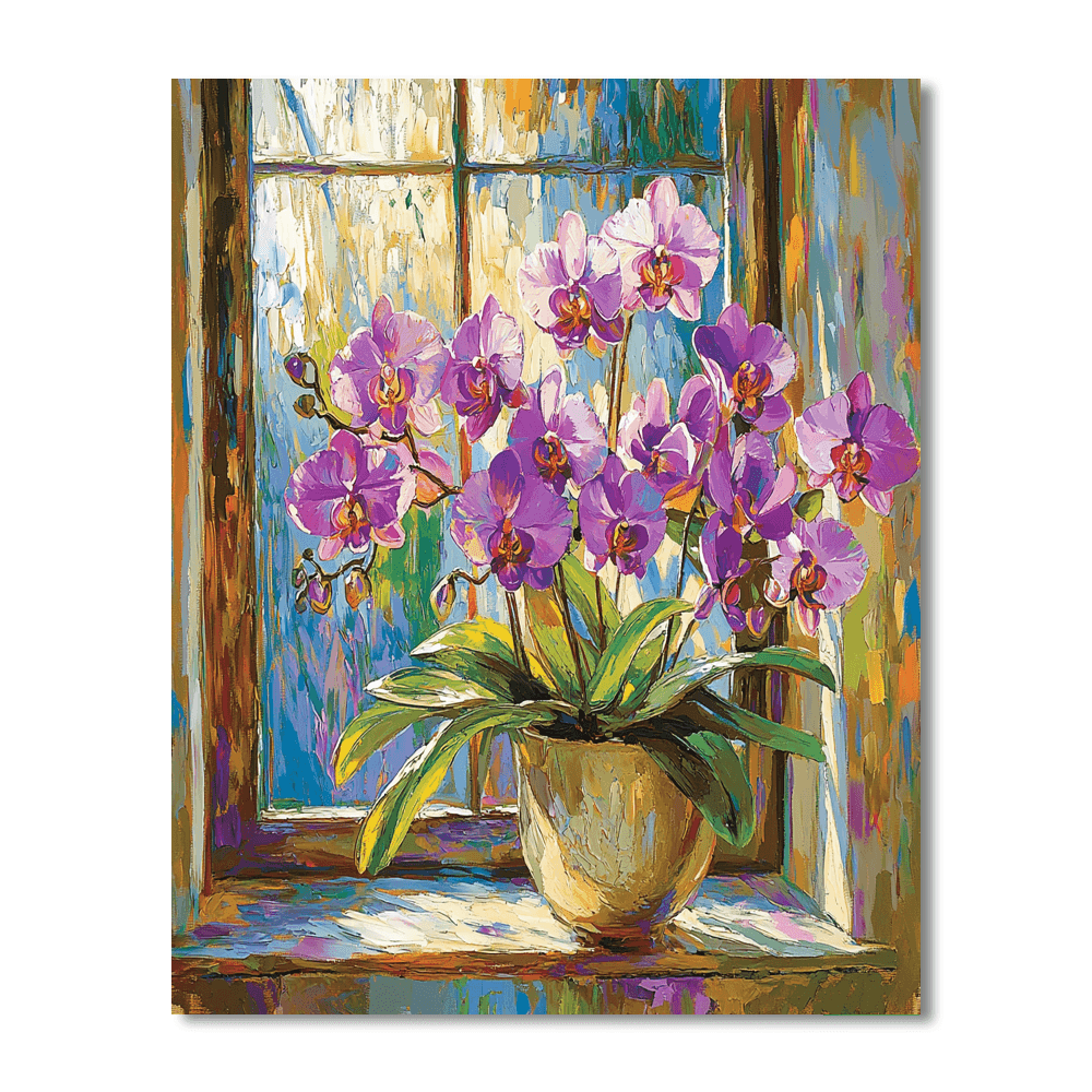 Vincent Van Gogh Inspired Orchid Bloom  Paint By Color