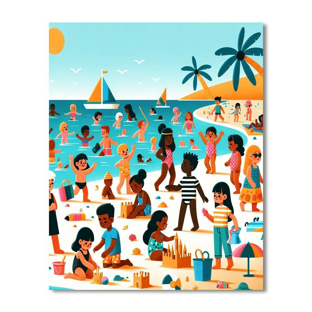 Joyful Beach Celebration Number Painting