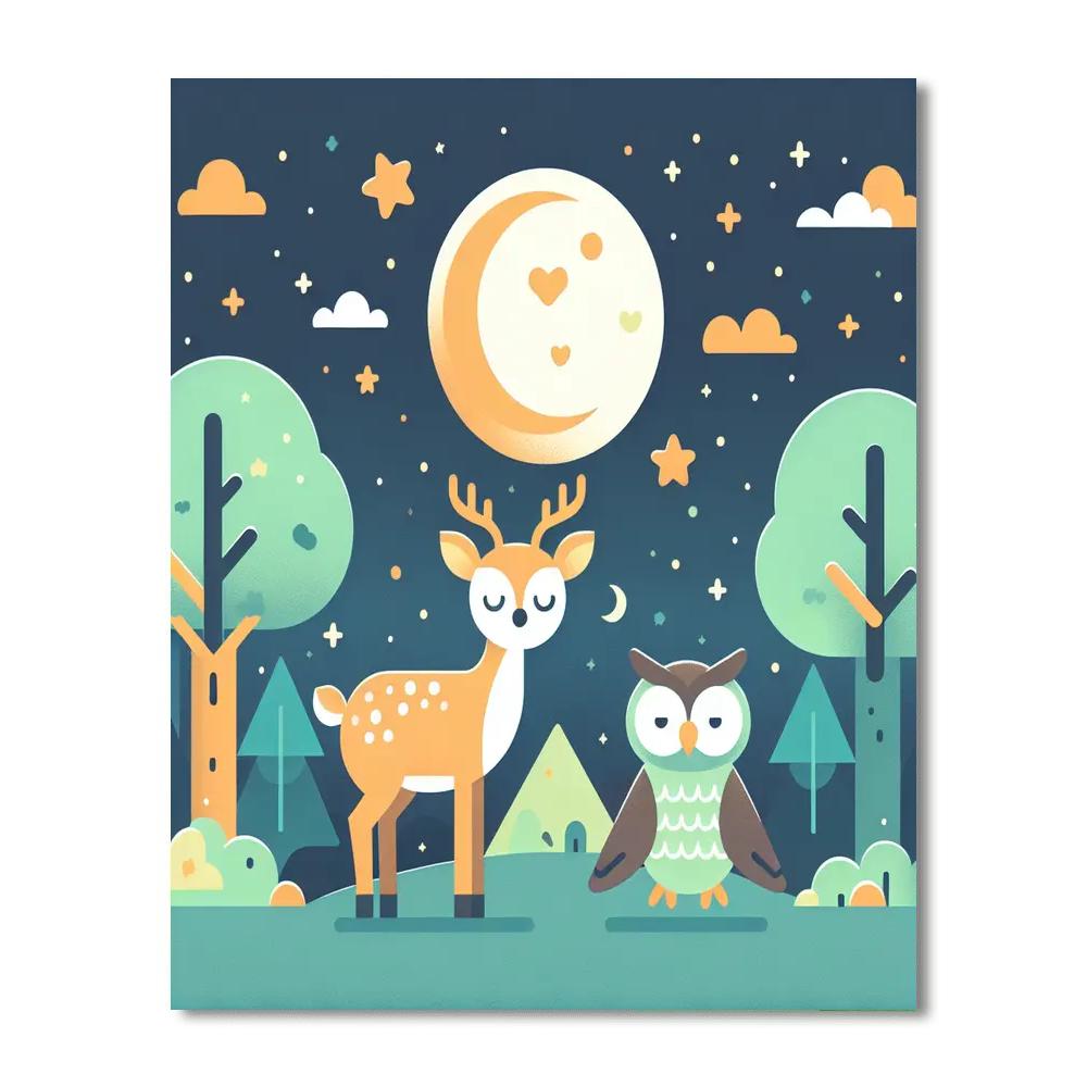 Moonlit Woodland Walk Number Painting