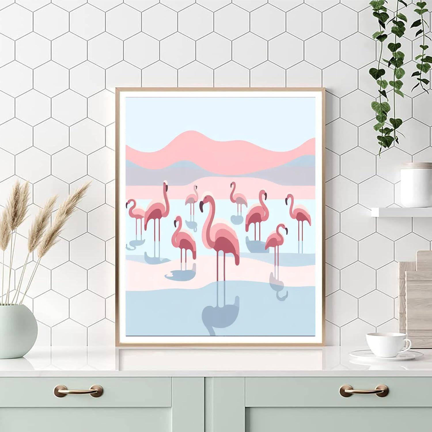 Funky Flamingo Flock Number Painting