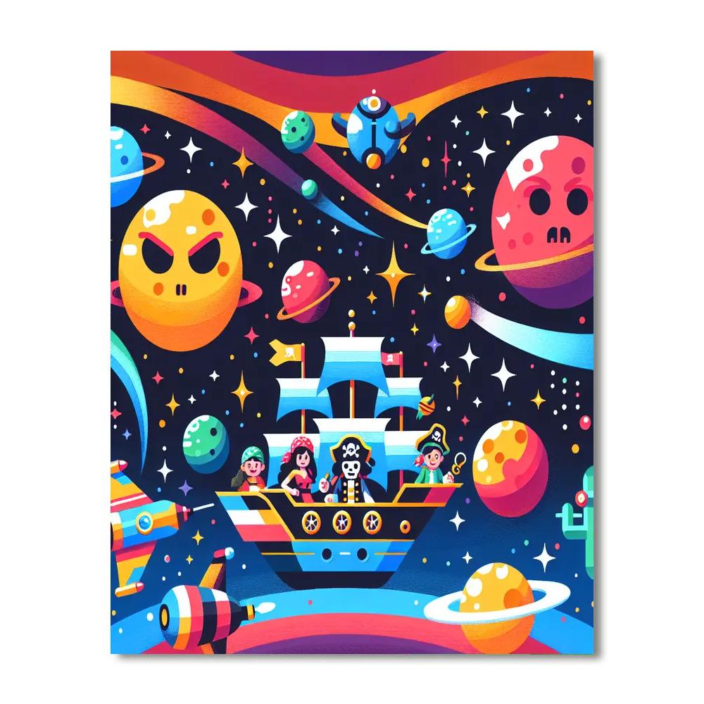 Space Pirate Treasure Hunt DIY Paint By Numbers
