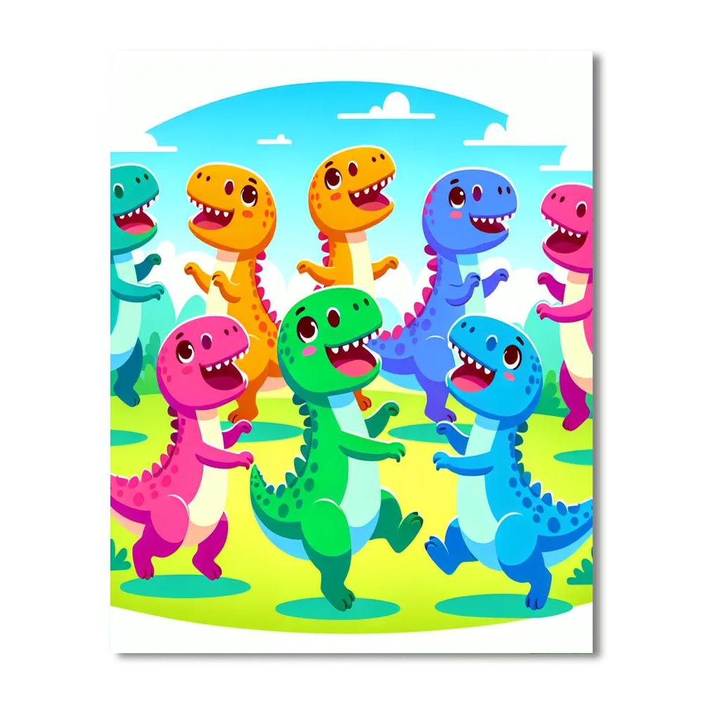 Dancing Dino Friends Numbered Painting Kits