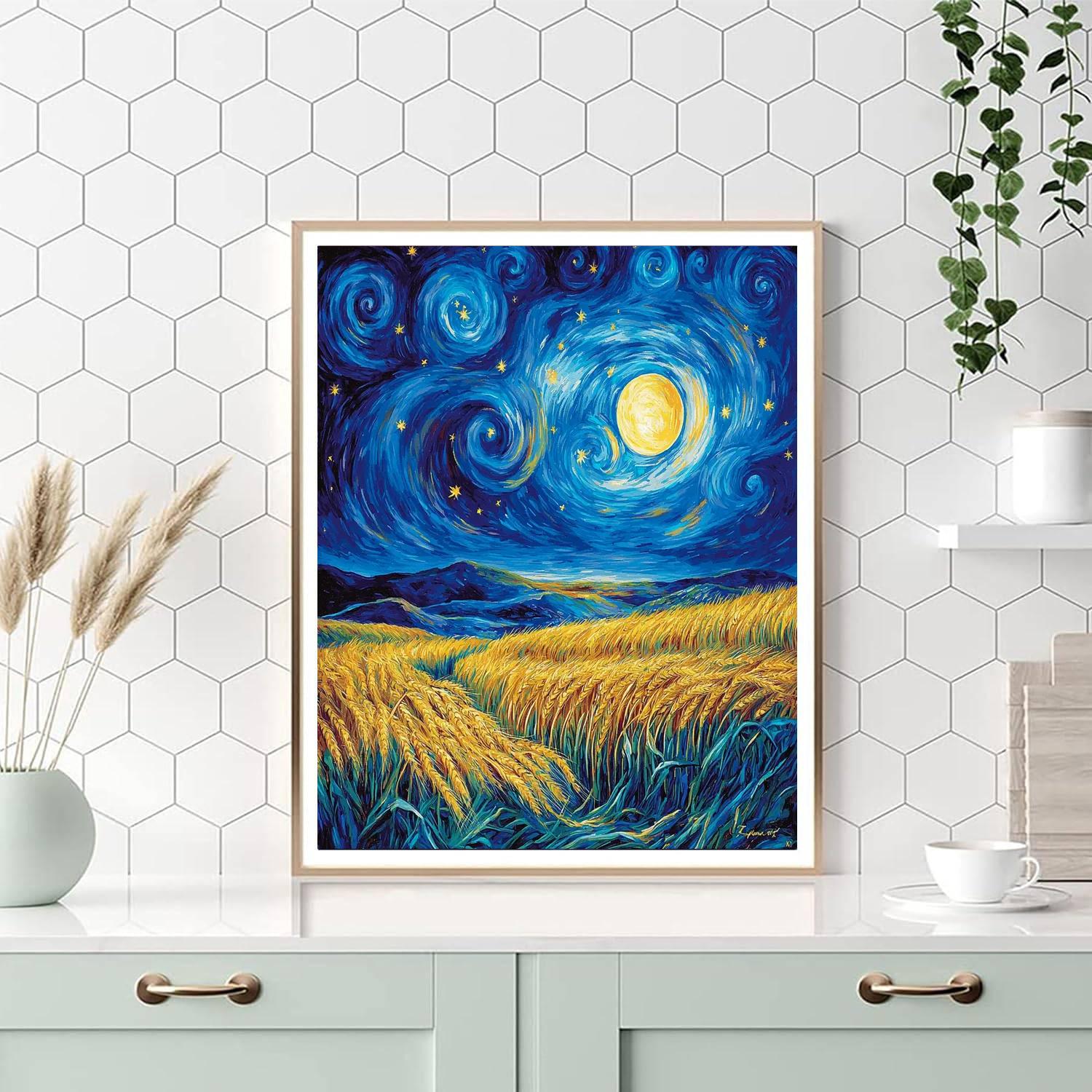 Vincent Van Gogh Inspired Starry Sky Over Wheat Fields  Paint By Numbers Kits