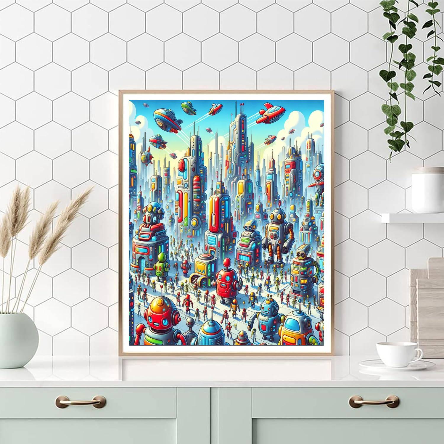 Dynamic Robot Adventure Paint By Numbers Art