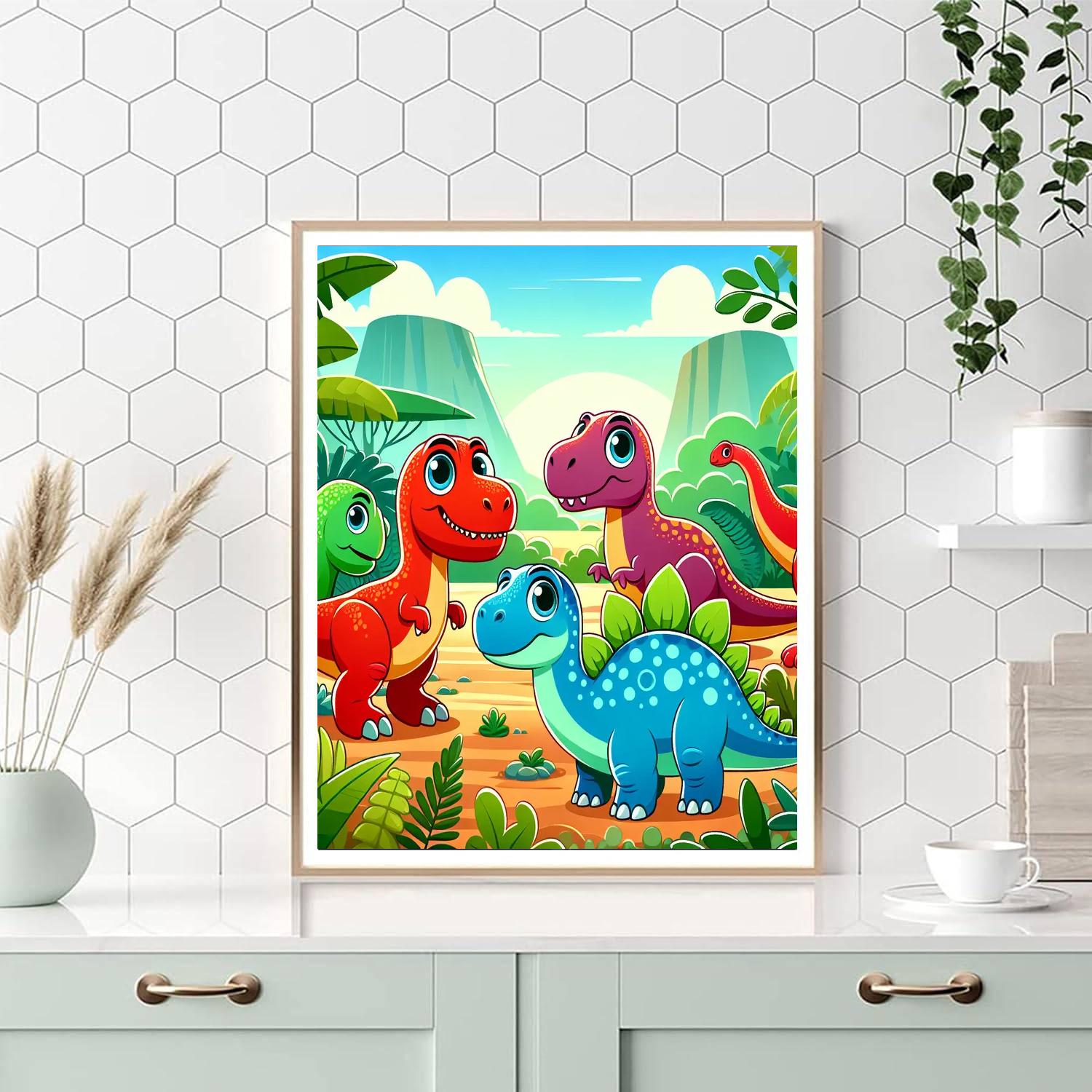 Rainbow Dinosaurs Number Painting