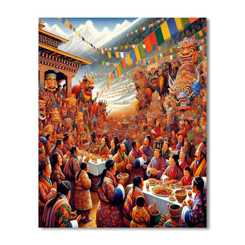 Losar New Year Festival - Bhutan Paint By Numbers Art