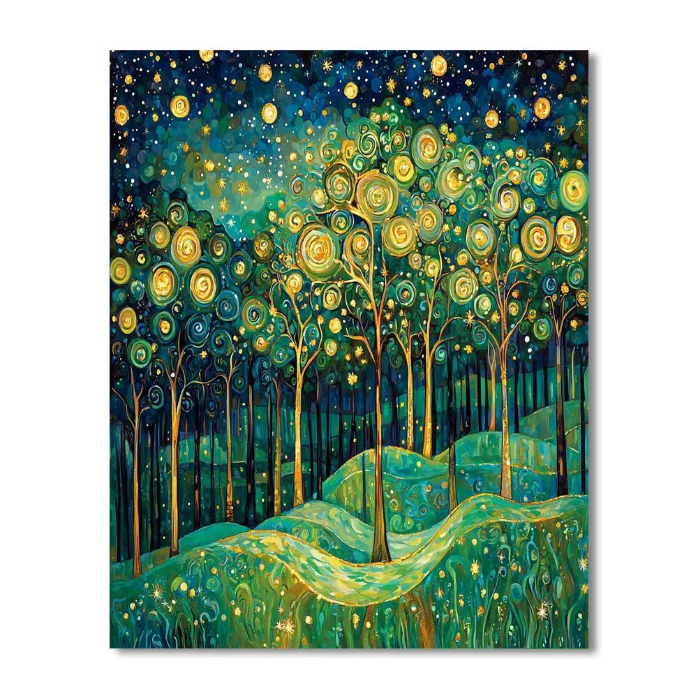 Gustav Klimt Inspired Mystical Forest Symphony  Paint By Color
