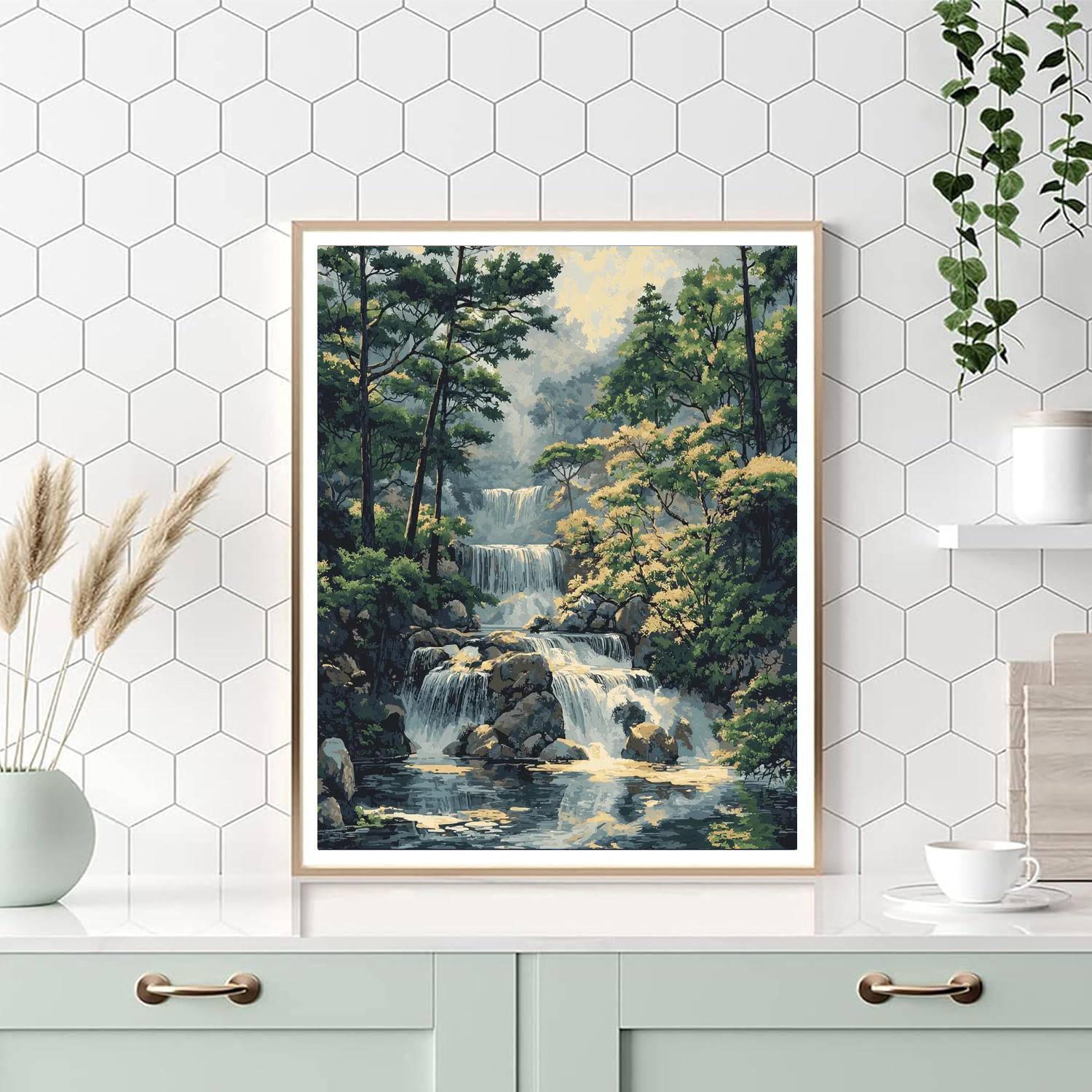 Shitao Inspired Elegant Waterfall Tranquility  Paint By Numbers
