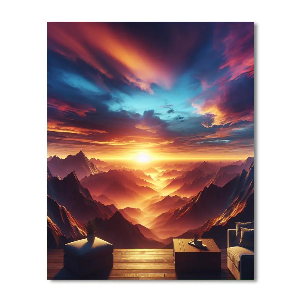 Stunning Sunrise Over Mountains DIY Paint By Numbers